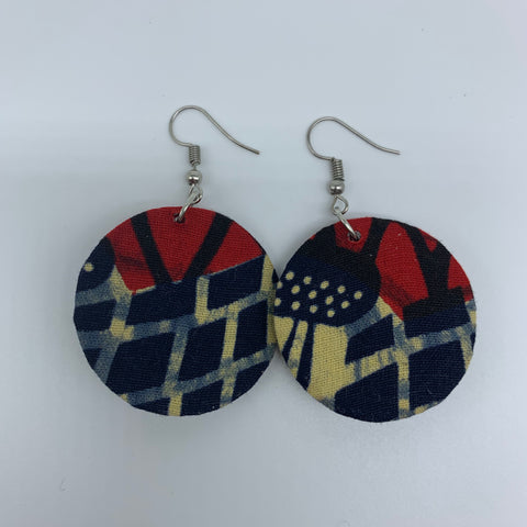 African Print Earrings-Round XS Blue Variation 20 - Lillon Boutique
