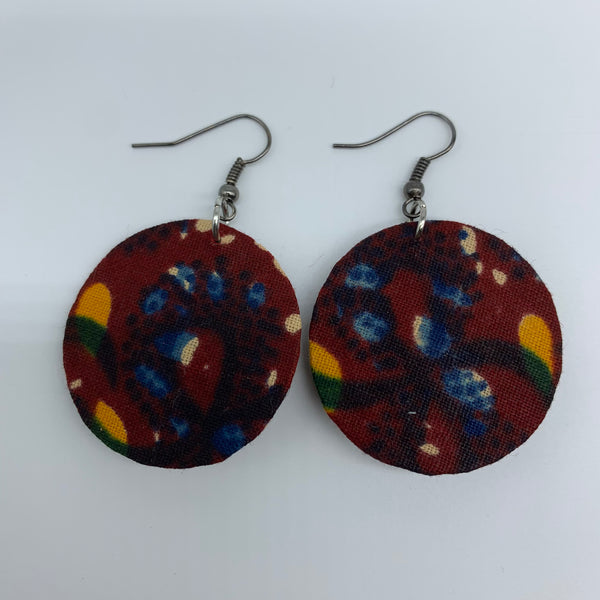 African Print Earrings-Round XS Red Variation 32