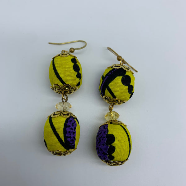 African Print Earrings-Ama Yellow Variation 4