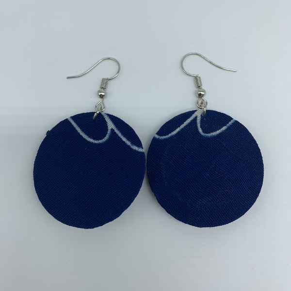 African Print Earrings-Round XS Blue Variation 38