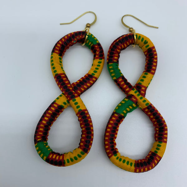 African Print Earrings-Number 8 Red Variation 3