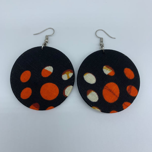 African Print Earrings-Round S Black Variation 8