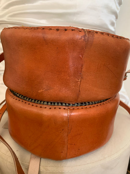 Leather W/Rattan Bag-Circle Green Variation