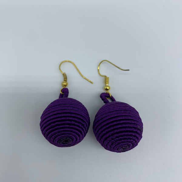 Thread W/Metal Earrings-Purple