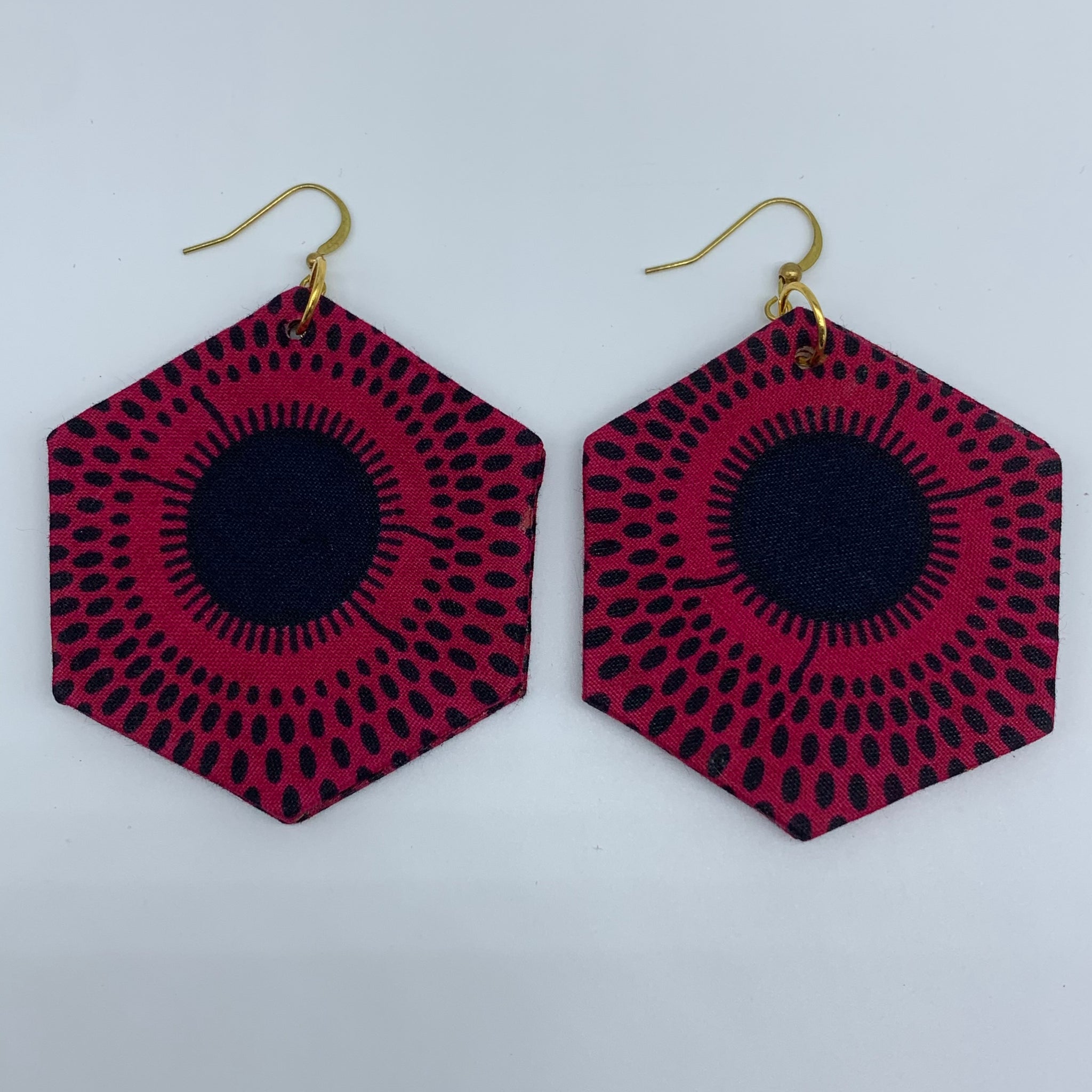 African Print Earrings-Hexa Pink Variation