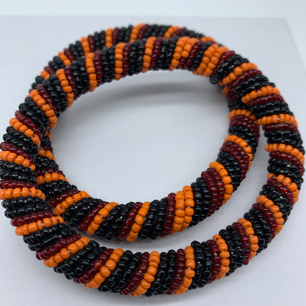 Beaded Bangle-Red Orange Black Variation - Lillon Boutique