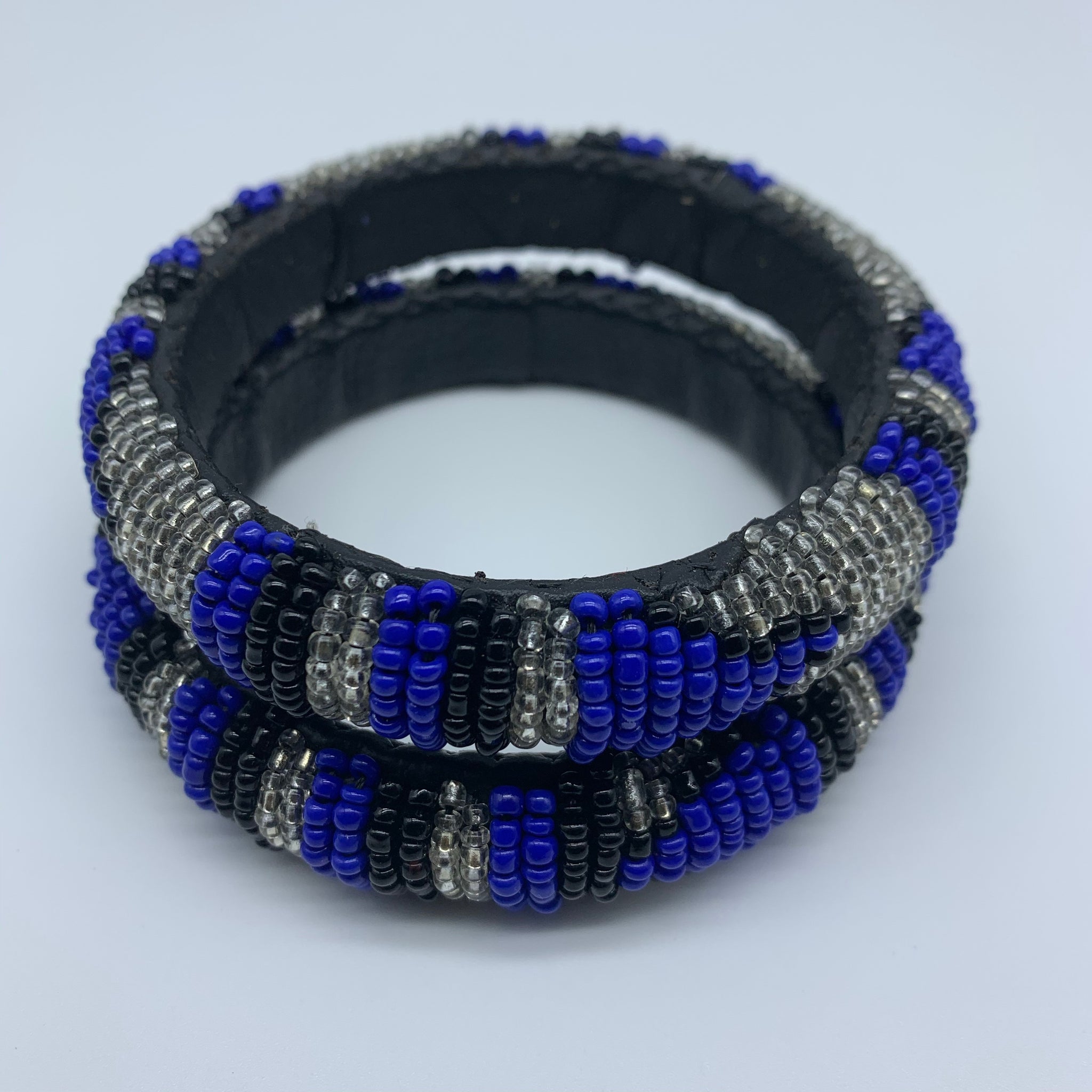 Beaded Bangle-Blue Silver Black Variation - Lillon Boutique