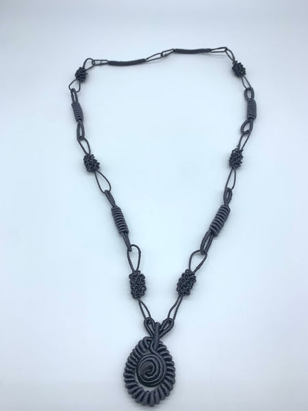 Thread W/Metal Necklace -Grey Sira