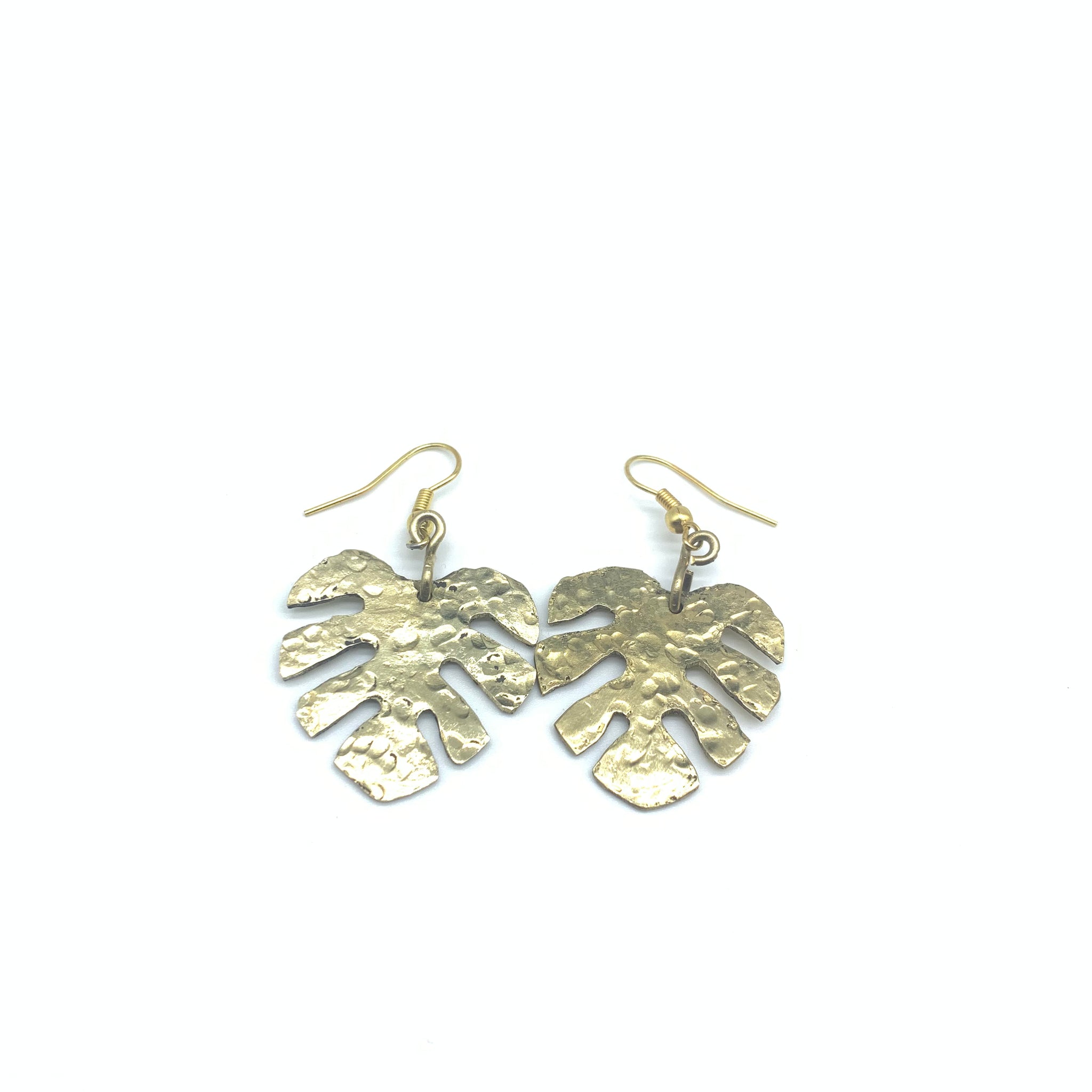 Brass Earrings-Leaf S