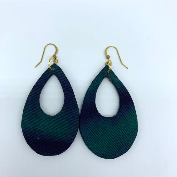 African Print Earrings-Muna Green Variation