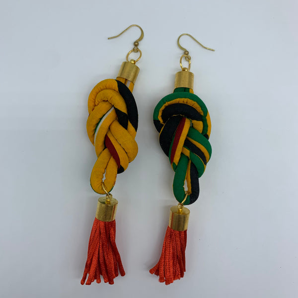 African Print Earrings-Knotted L Yellow Variation 4