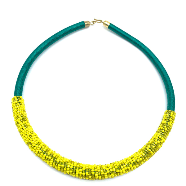 Beaded Thread  Bangle Necklace-Green Variation