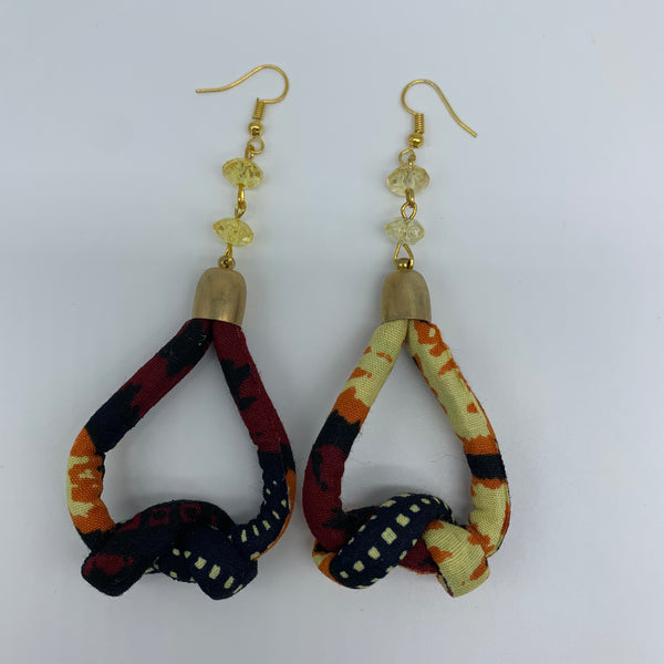 African Print Earrings-Knotted S Black Variation 2