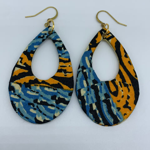 African Print Earrings-Muna Blue Variation 2