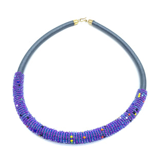 Beaded Thread  Bangle Necklace-Grey Variation 2