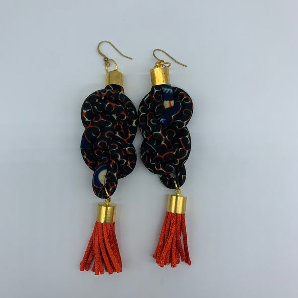 African Print Earrings-Knotted L Black Variation 4