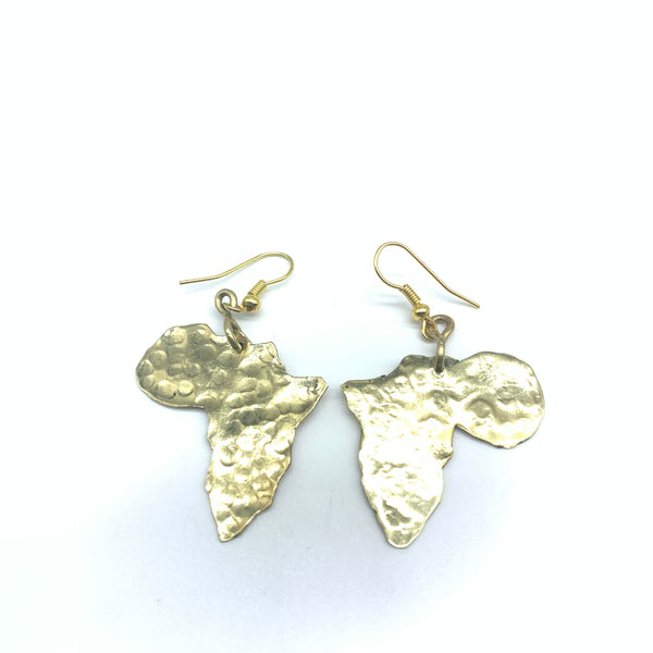 Brass Earrings- Hammered African Map S