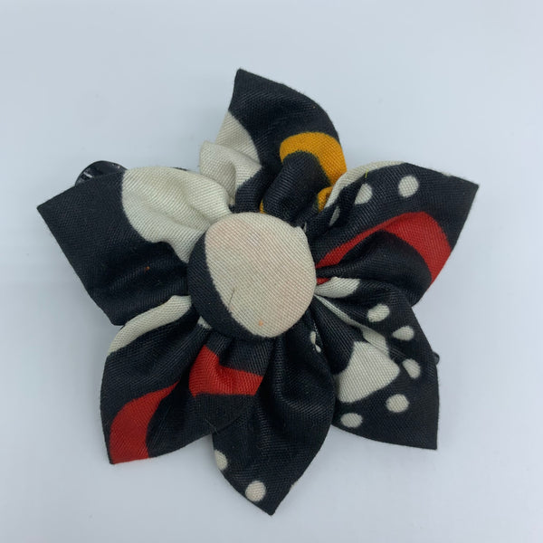 African Print Hair Clip-M Flower Style Black Variation