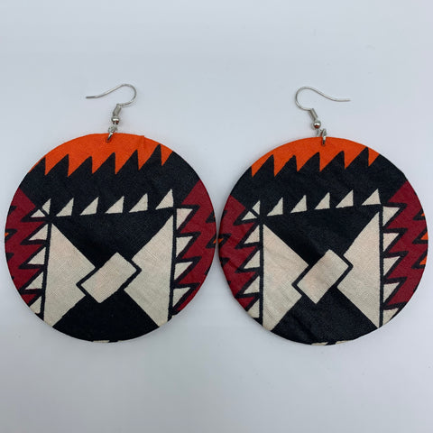 African Print Earrings-Round L Black Variation 12