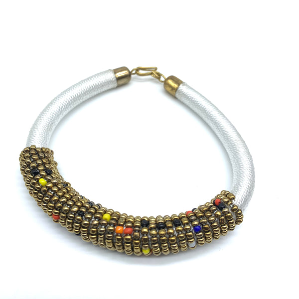 Beaded Thread Bangle-White Variation