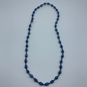 Paper Necklace with Beads-Blue Variation 2