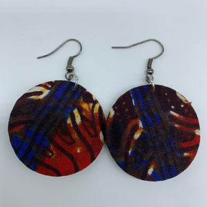 African Print Earrings-Round XS Red Variation 36