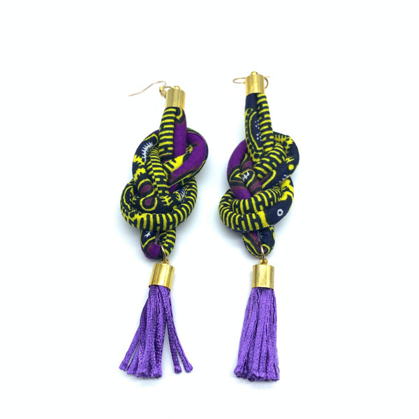 African Print Earrings-Knotted L Yellow Variation 17