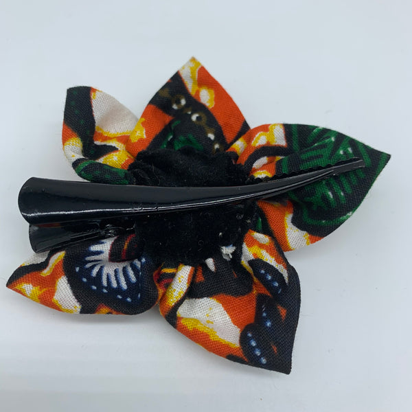African Print Hair Clip-M Flower Style Orange Variation