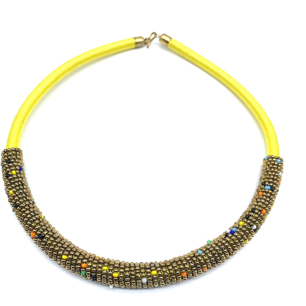 Beaded Thread  Bangle Necklace-Yellow Variation