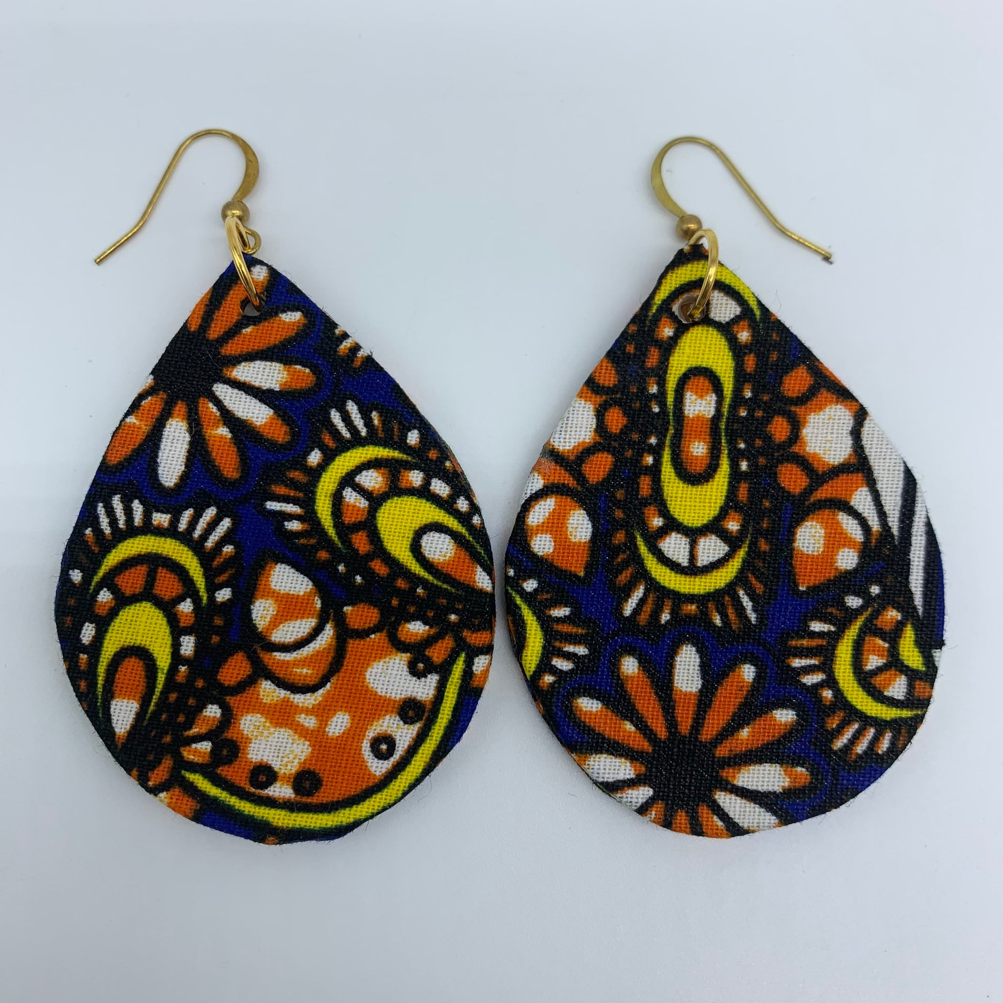 African Print Earrings-Luna Blue Variation