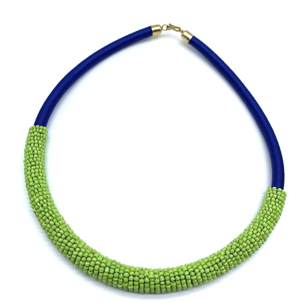 Beaded Thread  Bangle Necklace-Blue Variation