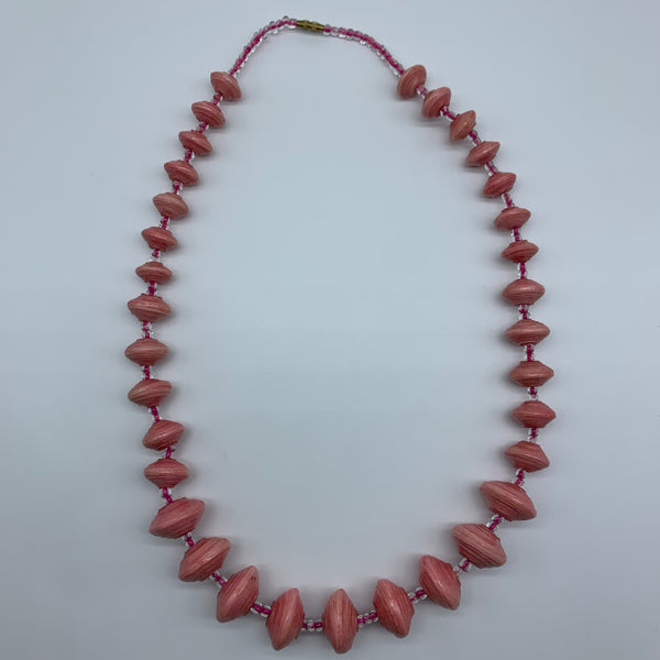 Paper Necklace with Beads-Pink - Lillon Boutique