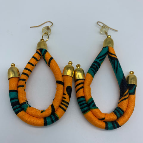 African Print Earrings-Anchor Orange Variation 2
