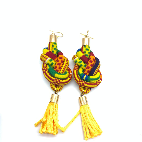 African Print Earrings-Knotted L Yellow Variation 14