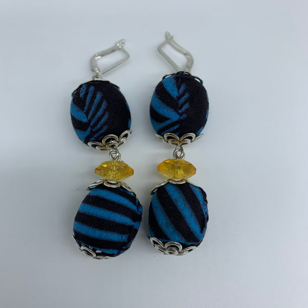 African Print Earrings-Ama Blue Variation 2
