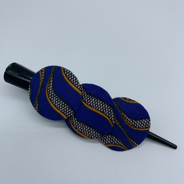 African Print Hair Clip- L Blue Variation 6 - Lillon Boutique