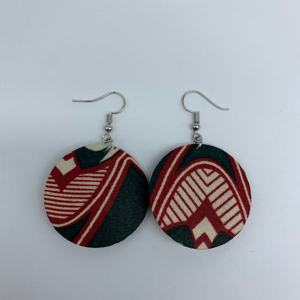African Print Earrings-Round XS Red Variation 23