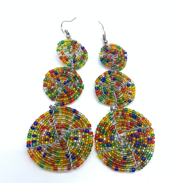 Beaded Earrings 3 Circles -Multi Colour Variation