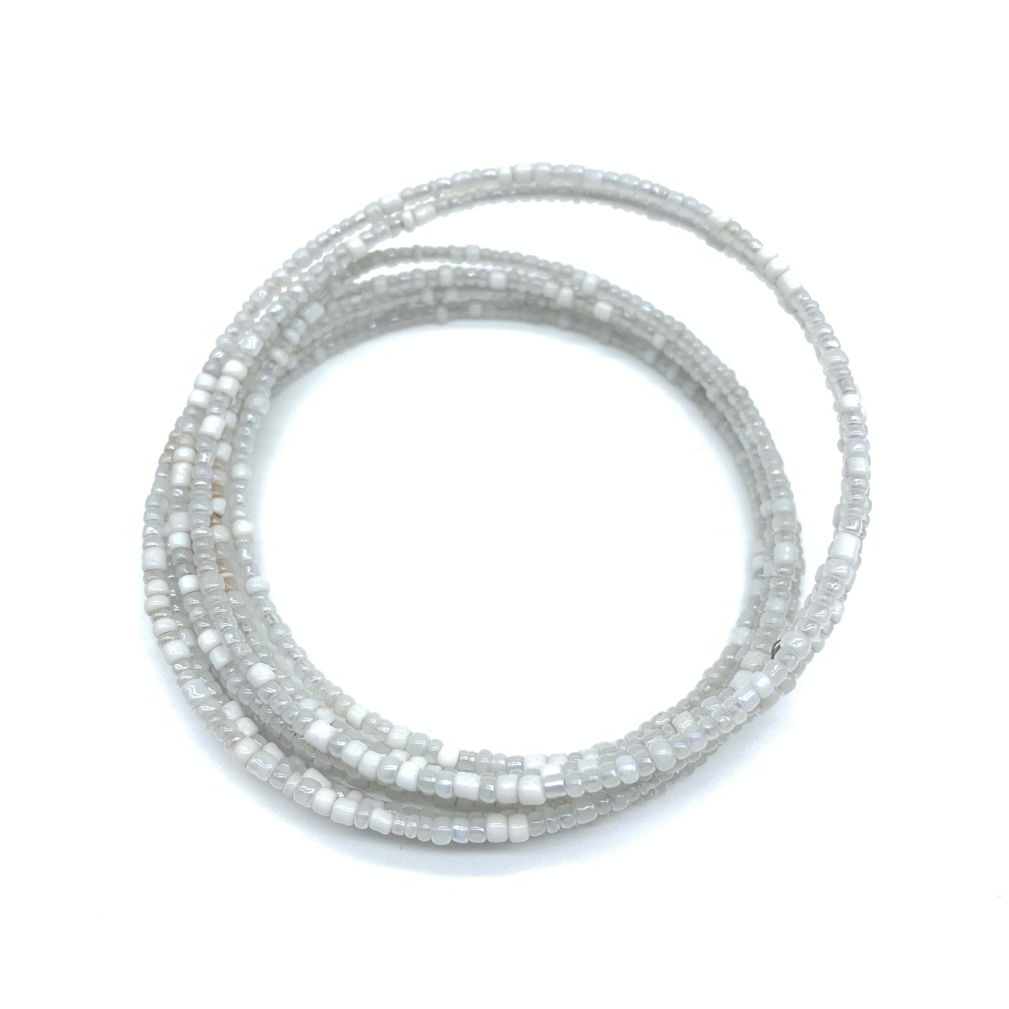 Beaded Coil Bracelet-White 2