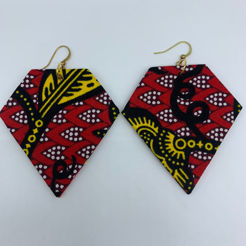 African Print Earrings-Diamond Red Variation