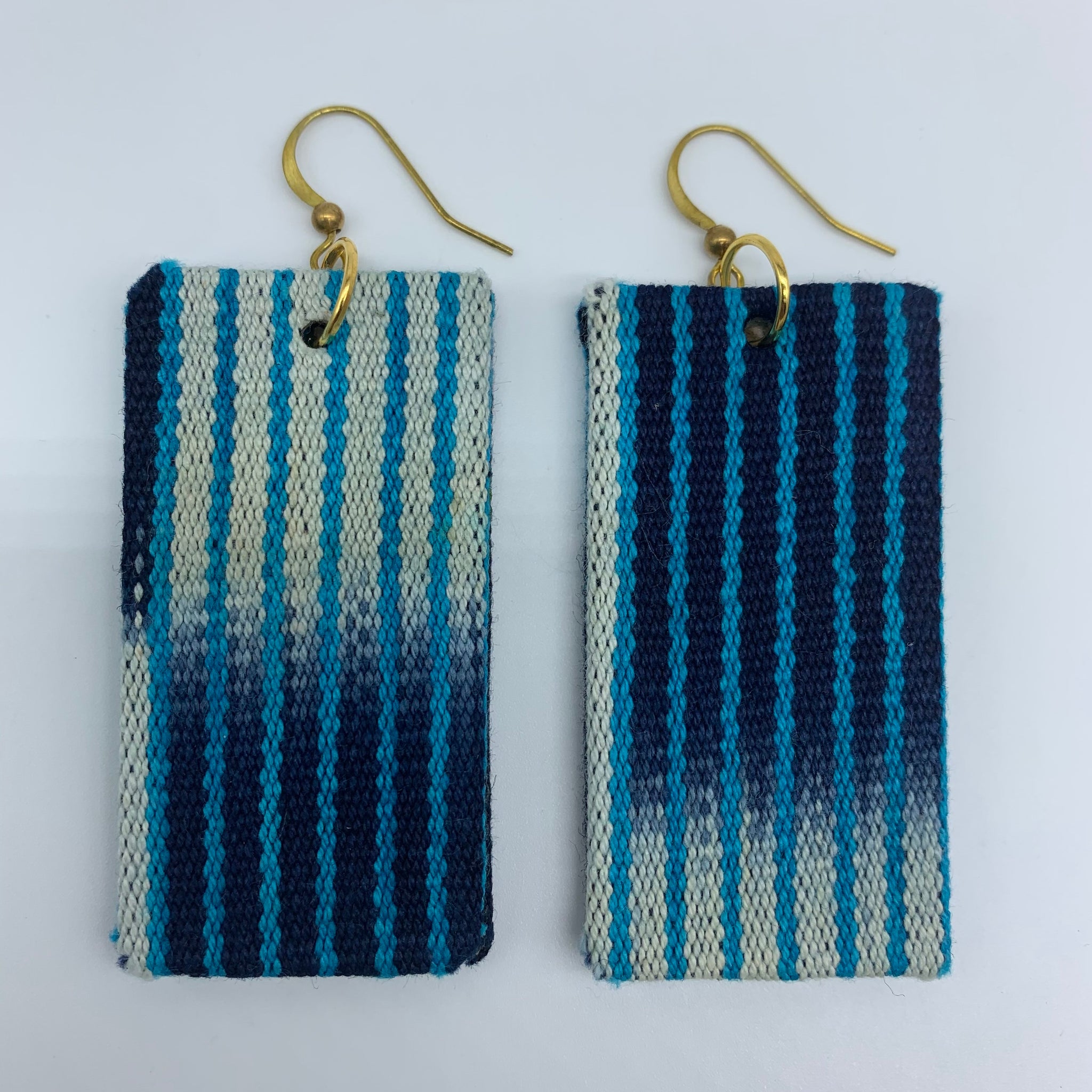 African Print Earrings-Rectangle Blue Variation 4