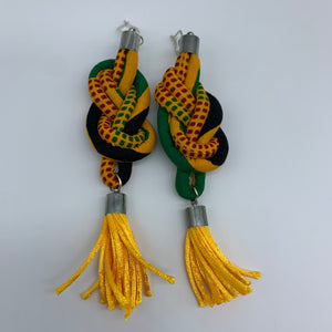 African Print Earrings-Knotted L Yellow Variation 7