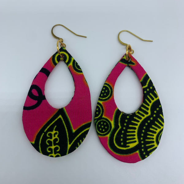 African Print Earrings-Muna Pink Variation