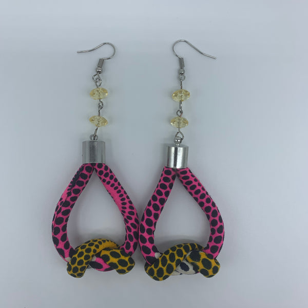 African Print Earrings-Knotted S Pink Variation - Lillon Boutique