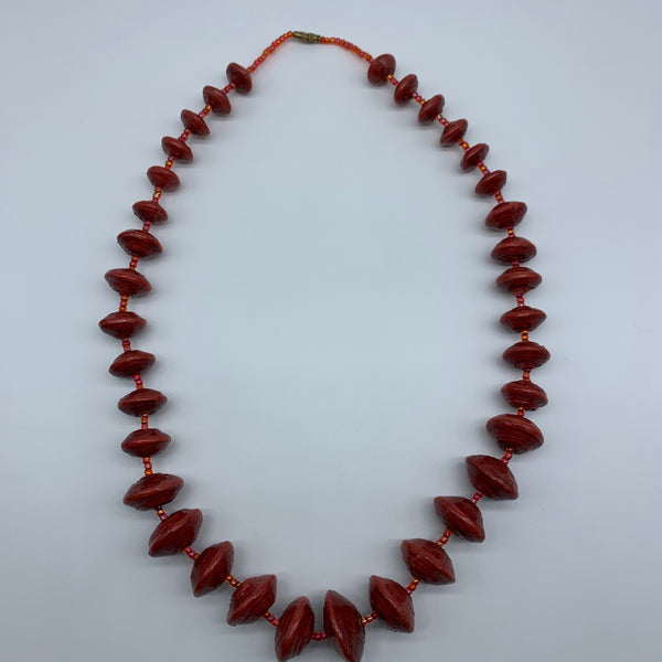 Recycled Paper Necklace with Beads-Red Variation - Lillon Boutique