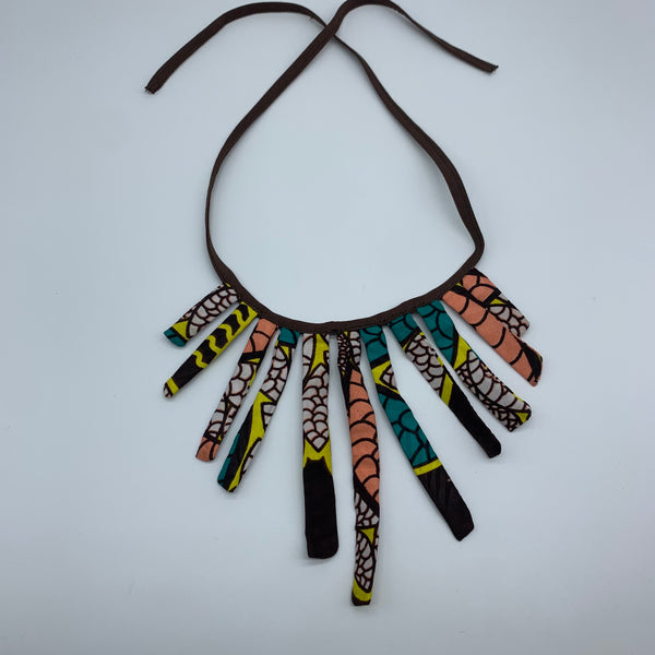 African Print Fabric Necklace -Brown Variation