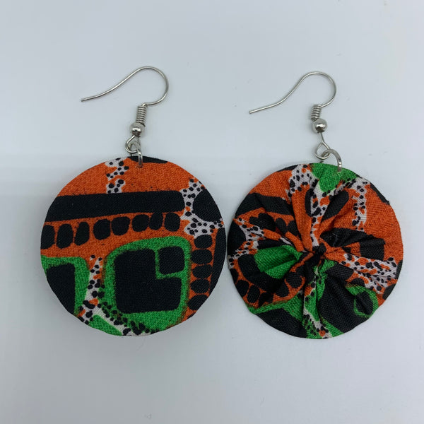 African Print Earrings-Round XS Orange Variation 7