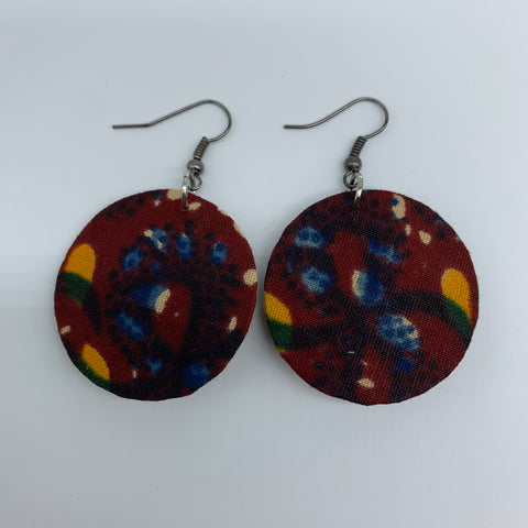 African Print Earrings-Round XS Red Variation 32