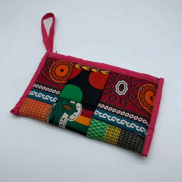 African Print Clutch /W Handle- Zoba Zoba Red Variation - Lillon Boutique