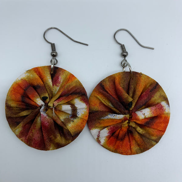 African Print Earrings-Round XS Brown Variation 26